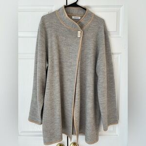 Calvin Klein Women’s Gray Chiffon Insulated Short Wool Toggle Cape Jacket Size M